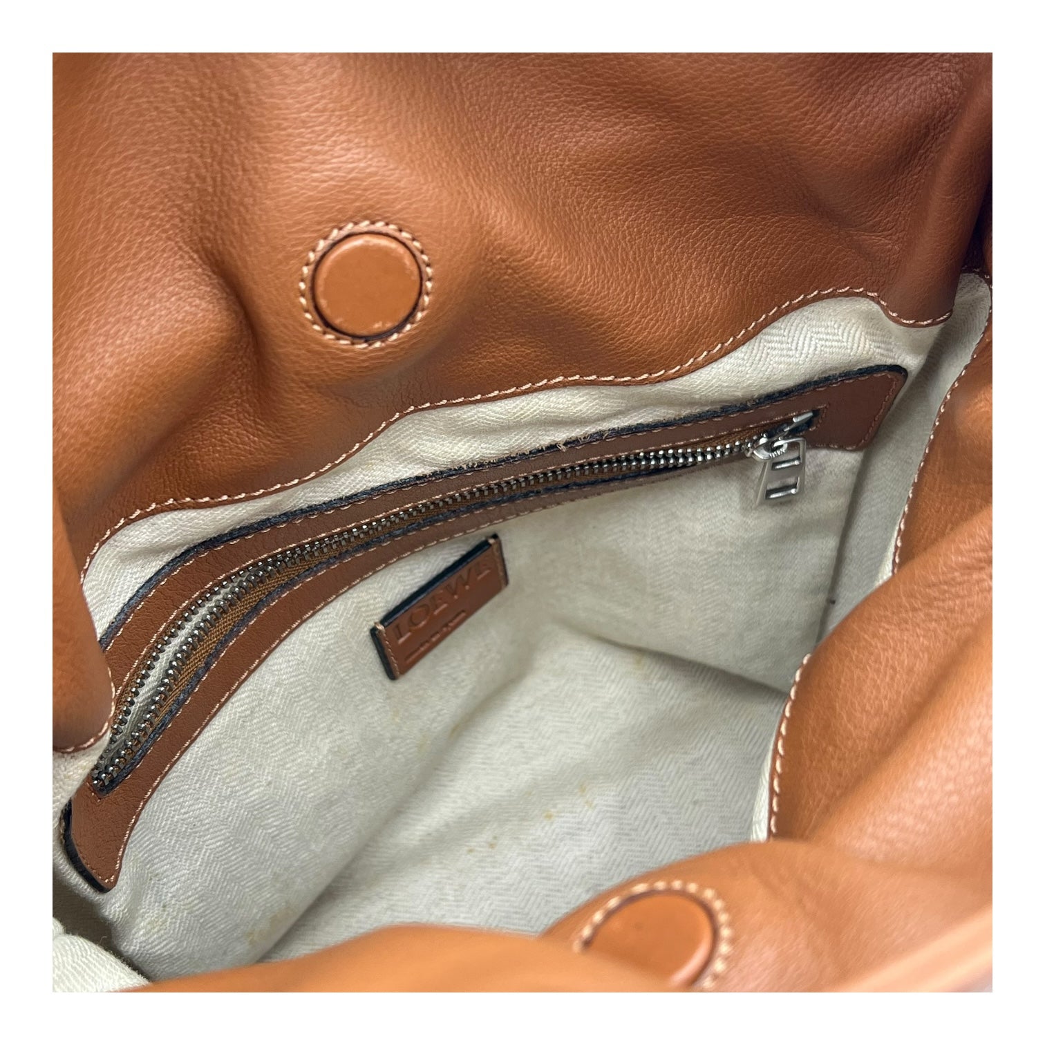 Flamenco Tan Shoulder Bag in Calfskin, Silver hardware