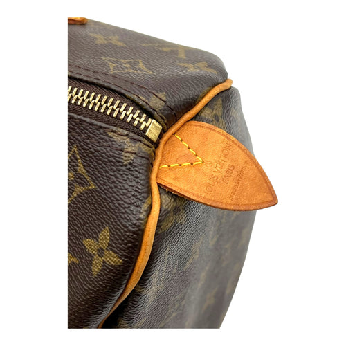 Speedy Top Handle Bag 30 Brown in Monogram Coated Canvas, Gold hardware