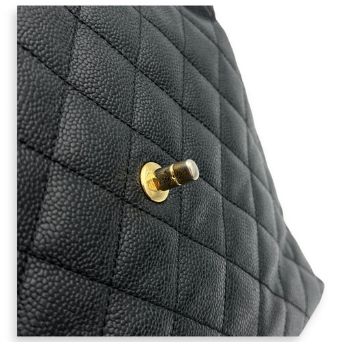 Kelly Top Handle Bag Black in Caviar Leather, Gold hardware