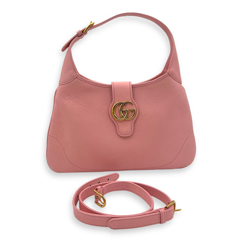 Aphrodite Pink Shoulder Bag in Goat Leather, Gold hardware