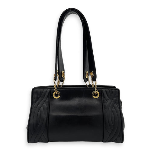 Vintage Top Handle Bag Black in Lambskin, Gold hardware