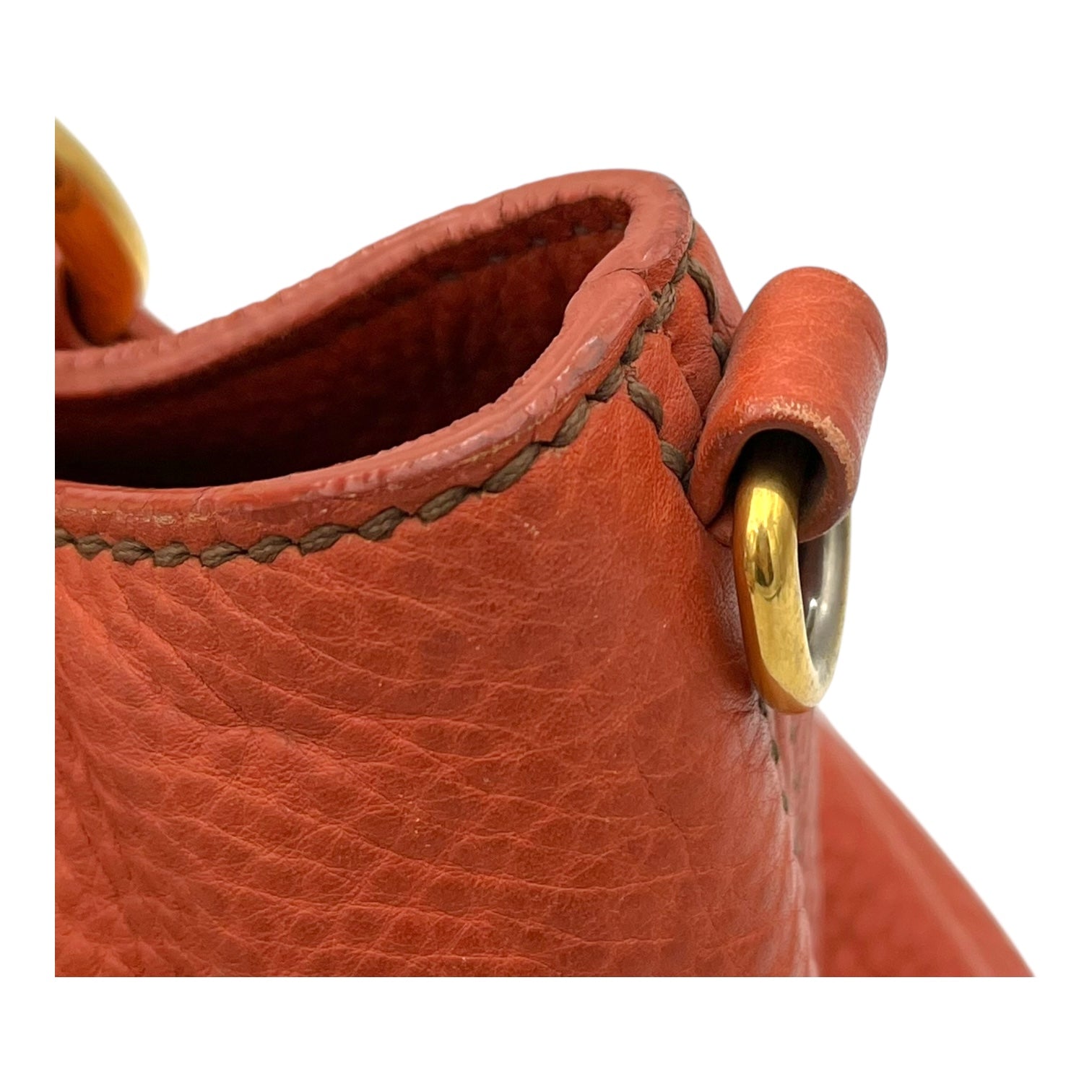 Logo Top Handle Bag Orange in Calfskin, Gold hardware