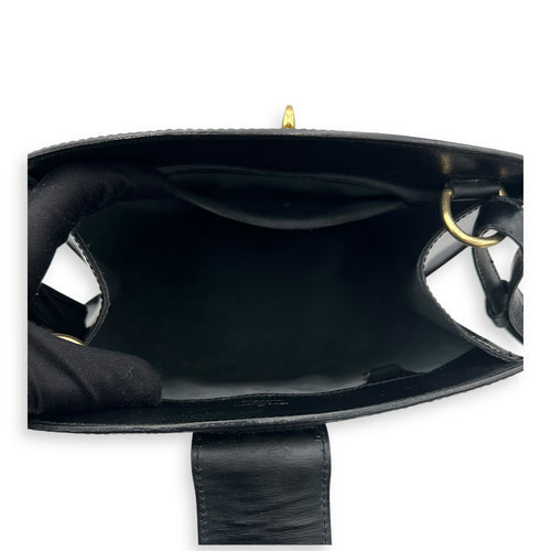 Cluny Shoulder Bag Black in Epi Leather, Gold hardware