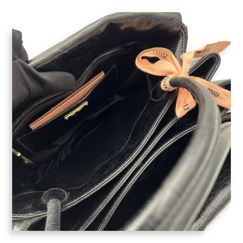 Coffer Top Handle Bag Black in Calfskin, Gold hardware