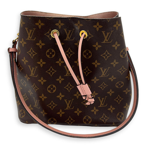 Louis Vuitton NeoNoe Bucket Bag MM Pink in Monogram Coated Canvas, Gold hardware_12