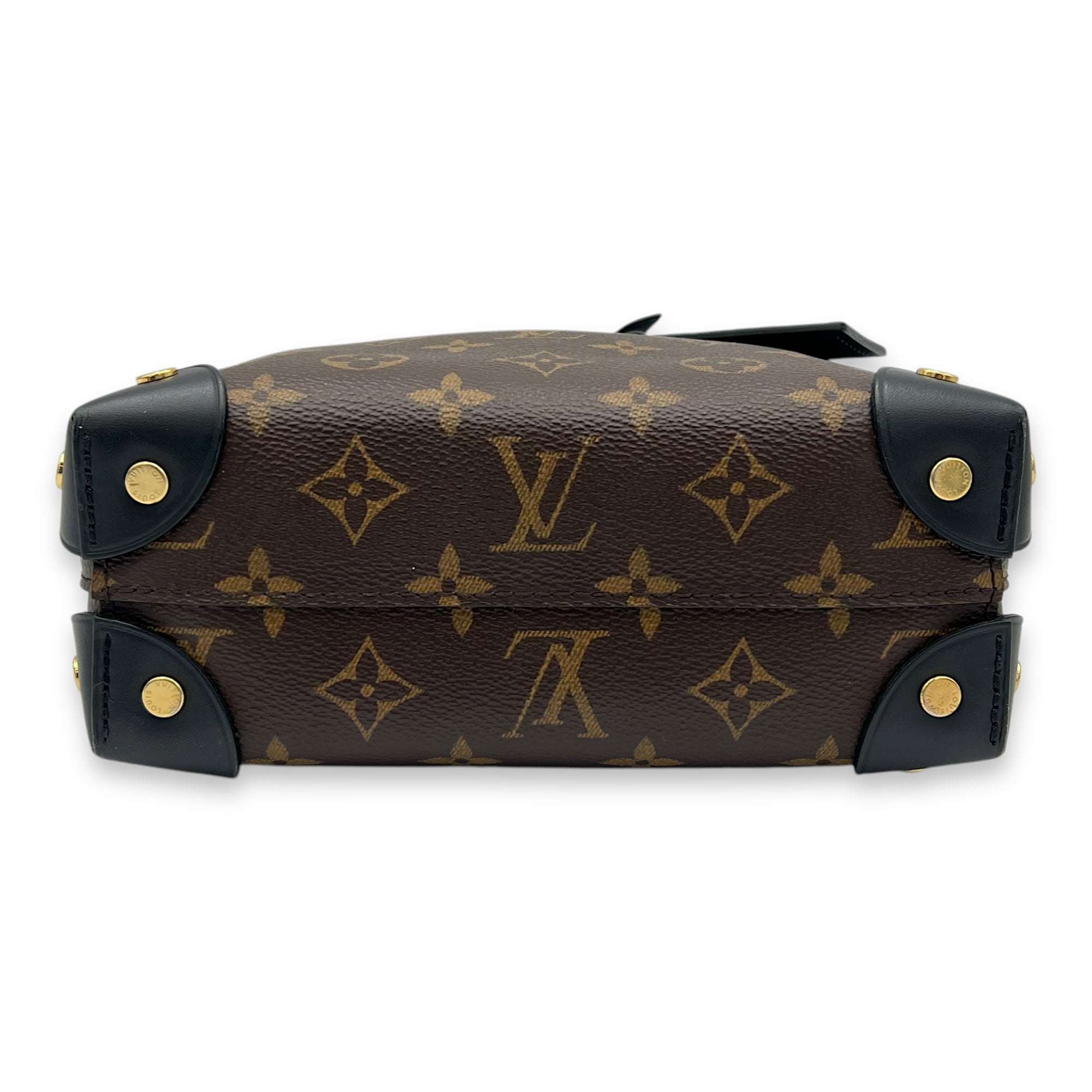 Louis Vuitton Petite Malle Souple Top Handle Bag Brown in Monogram Coated Canvas, Gold hardware_5