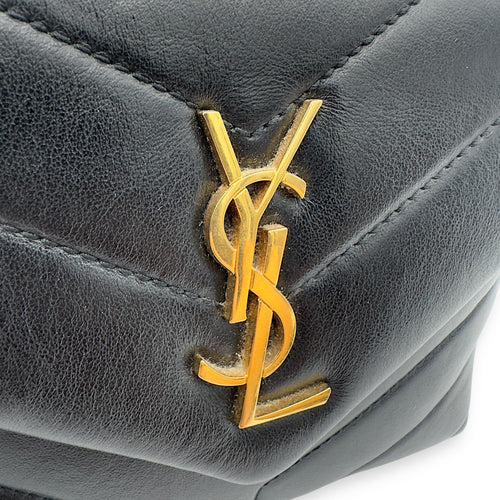 Saint Laurent Loulou Toy Black Crossbody Bag in Calfskin, Gold hardware_8