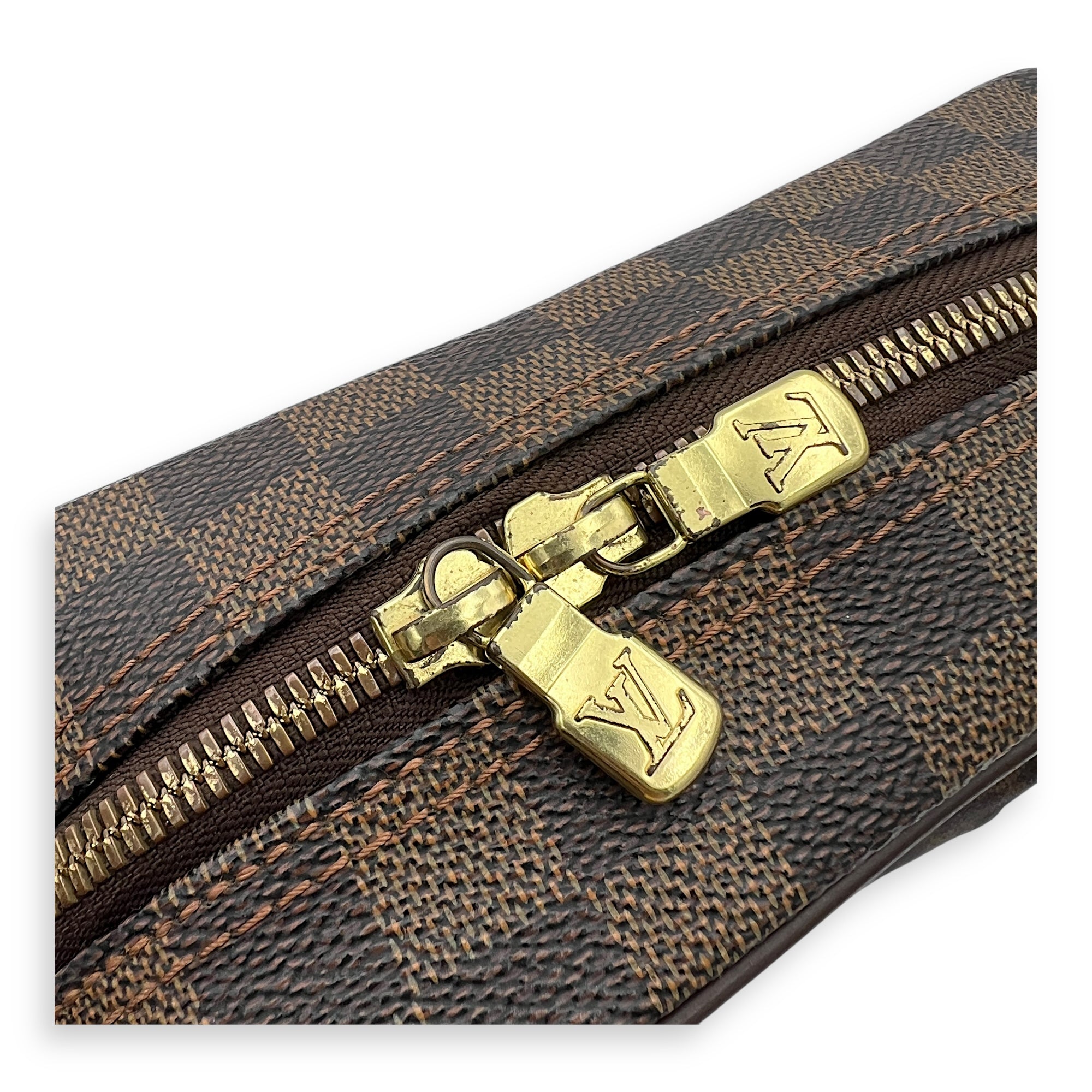 Louis Vuitton Olav Crossbody Bag PM Damier Ebene in Coated Canvas, Gold hardware_14