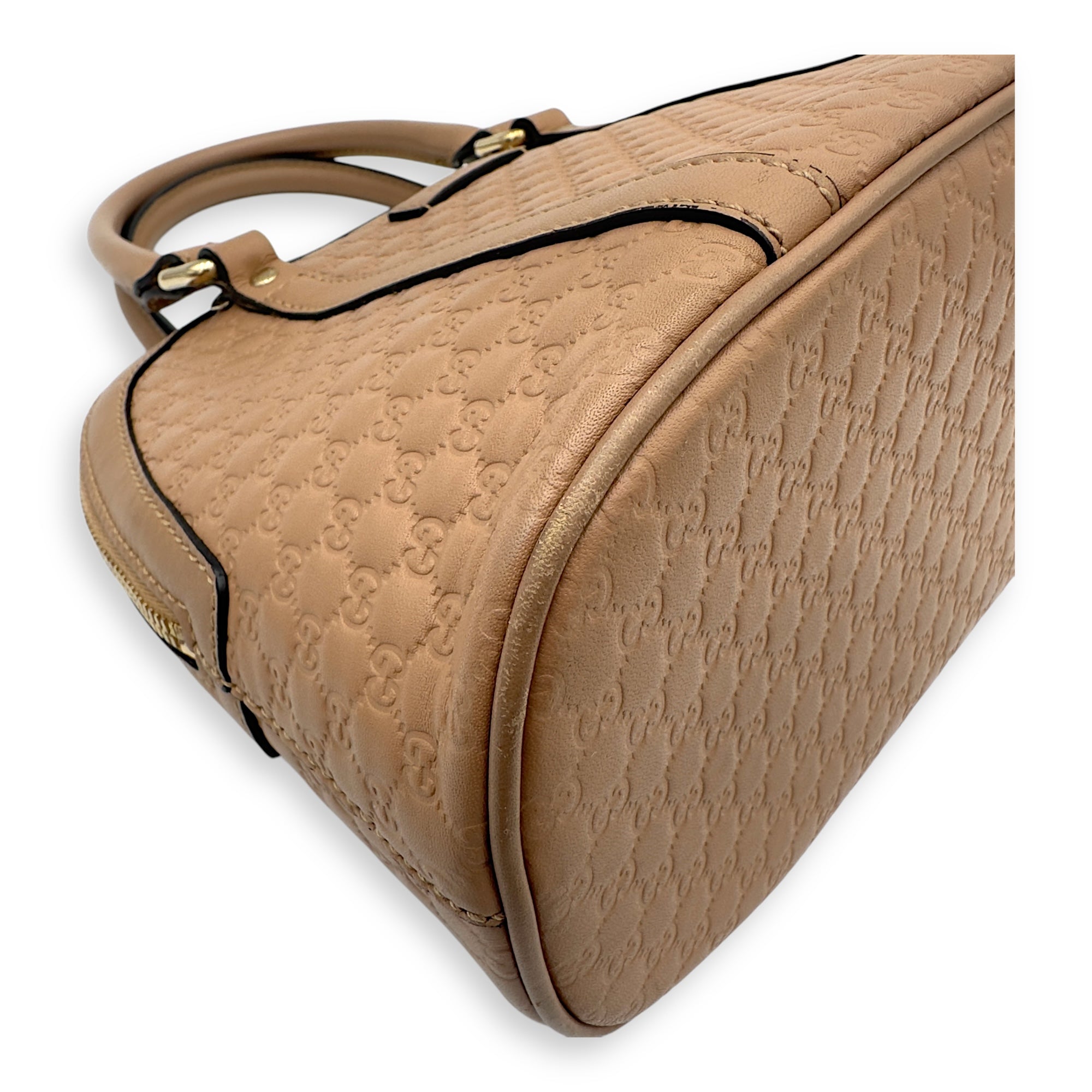 Gucci Dome Top Handle Bag Beige in Calfskin, Gold hardware_14