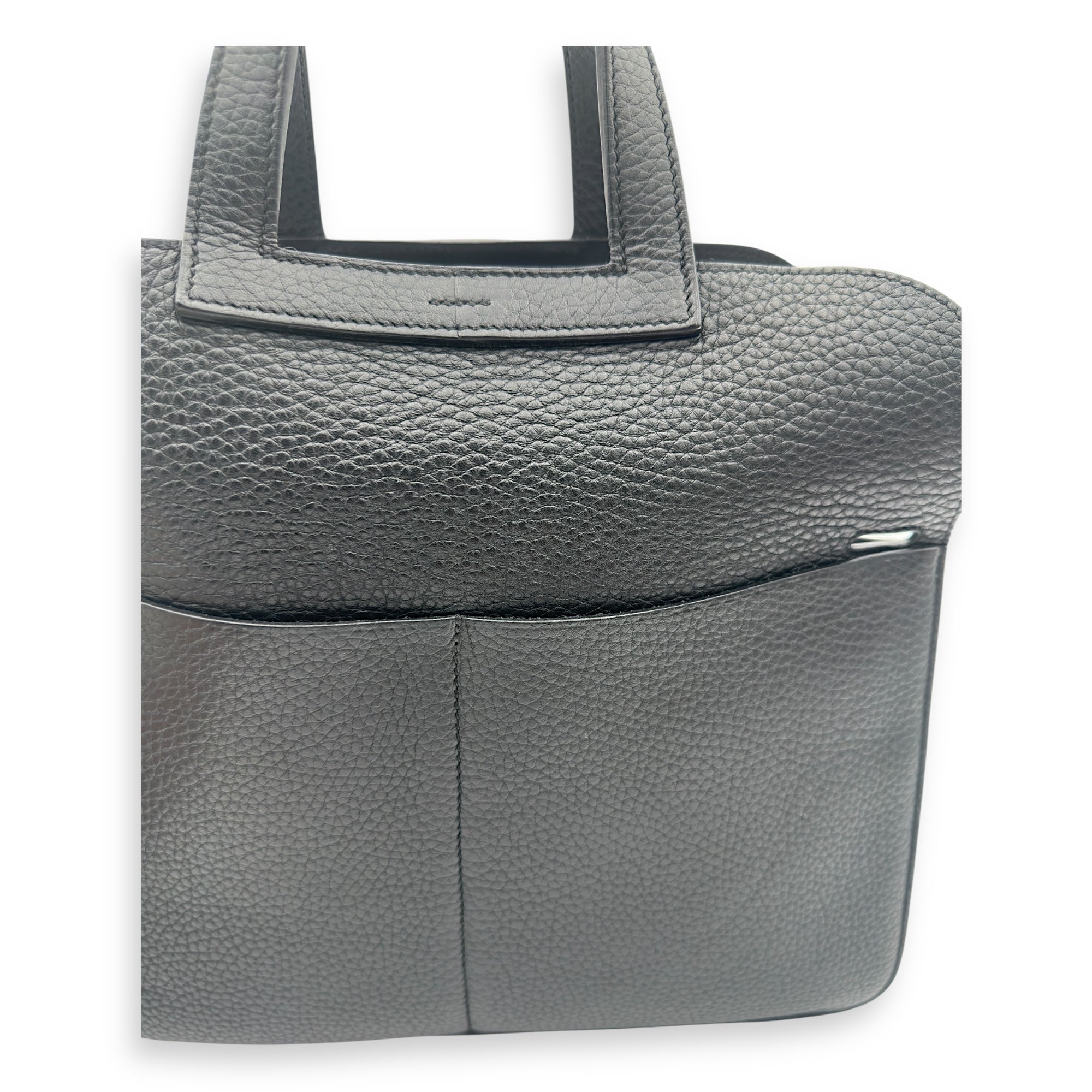 Hermès Halzan Black in Clemence, Silver hardware_16