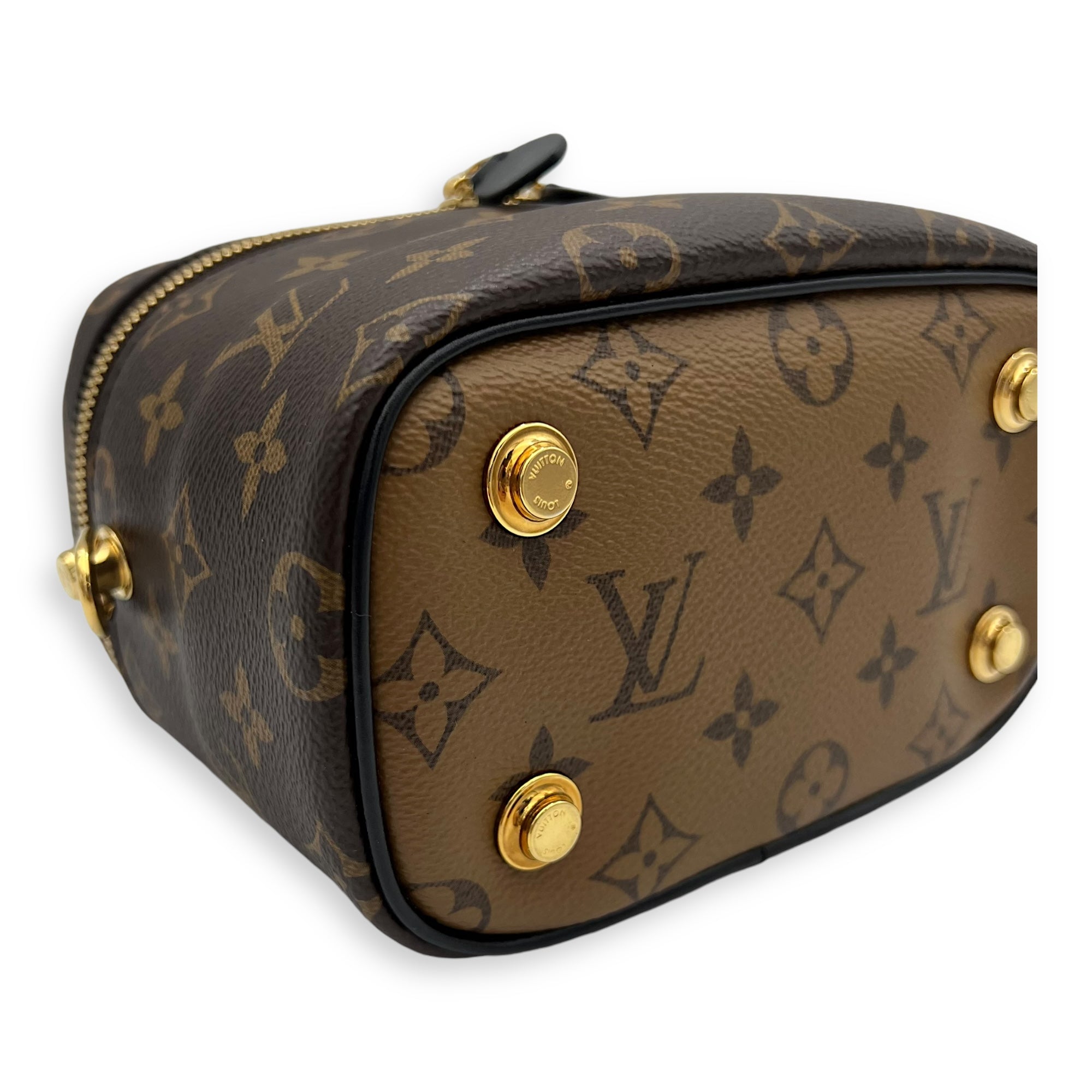 Louis Vuitton Vanity Vanity Bag Reverse in Monogram Coated Canvas, Gold hardware_8