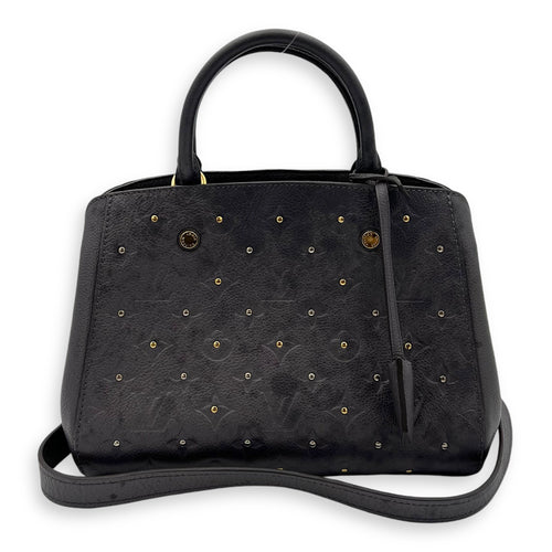 Louis Vuitton Montaigne Top Handle Bag BB Grey in Empreinte Leather, Gold hardware_12