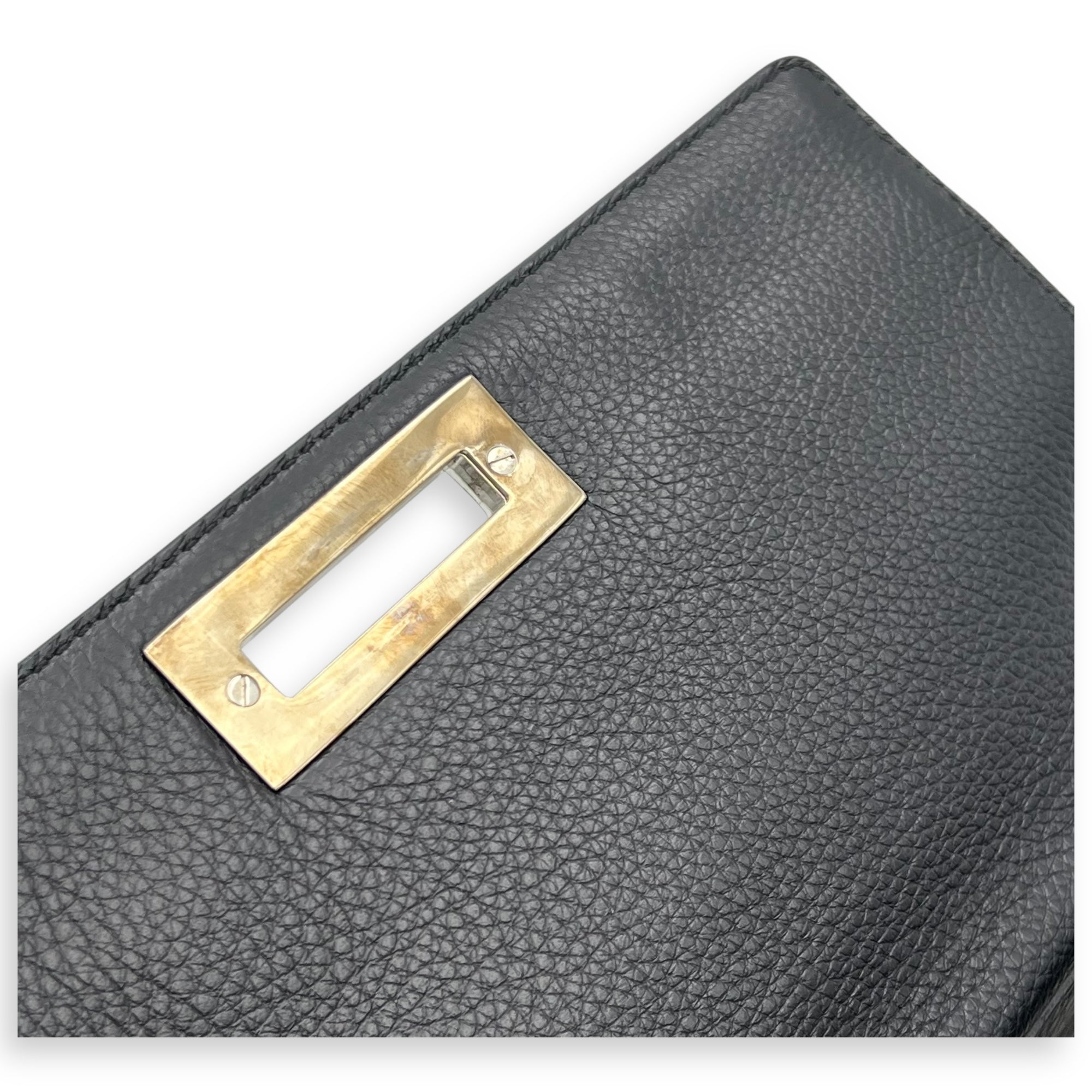 Salvatore Ferragamo Sofia Black Top Handle Bag in Calfskin, Silver hardware_12