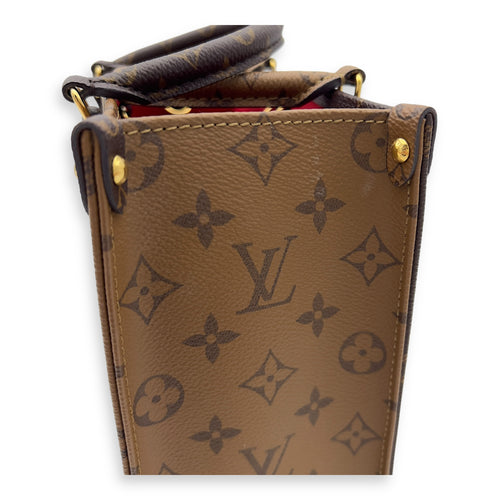 Louis Vuitton OnTheGo PM Brown Top Handle Bag in Coated Canvas, Gold hardware_10