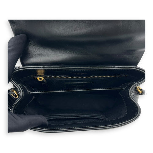 Saint Laurent Loulou Toy Black Crossbody Bag in Calfskin, Gold hardware_6