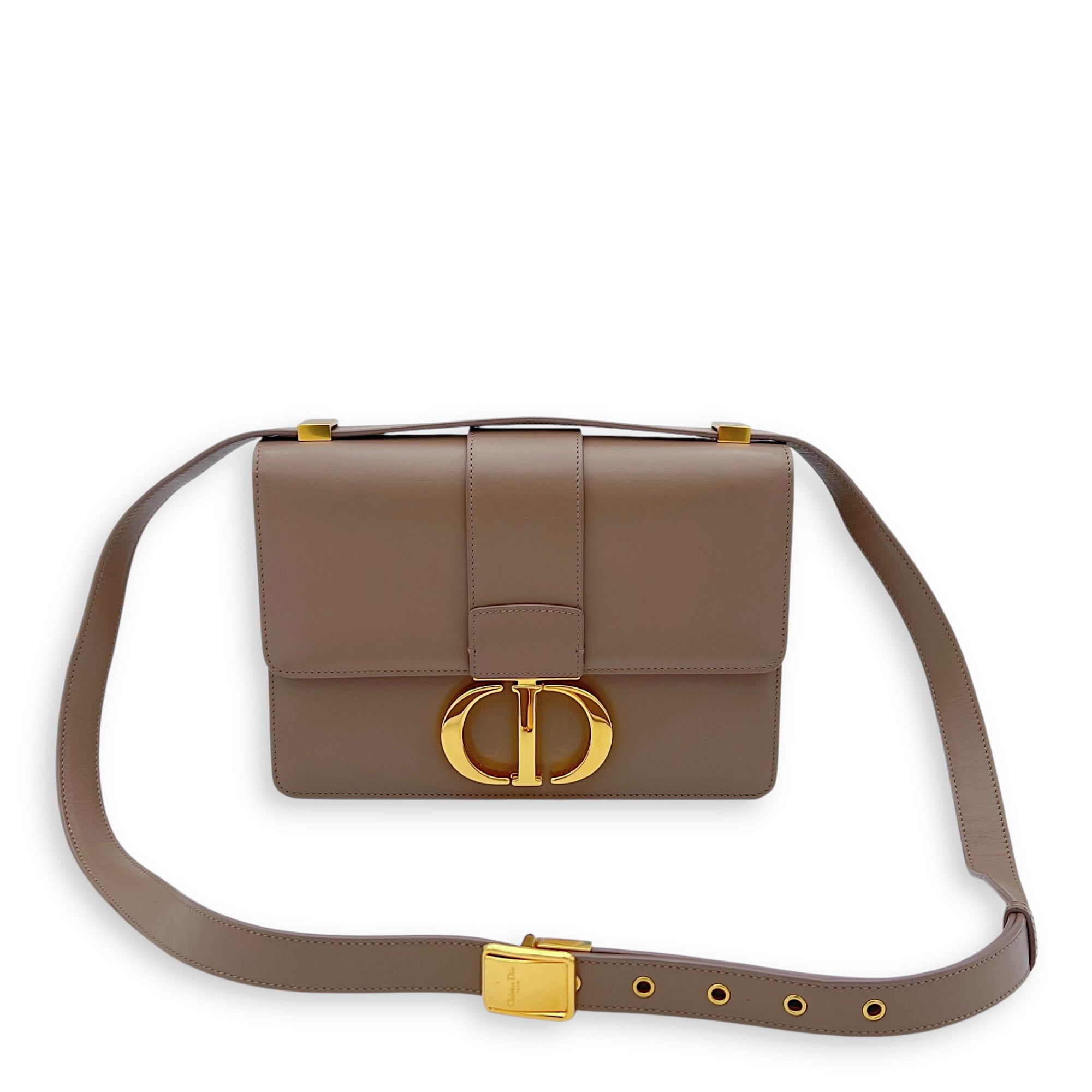 Christian Dior 30 Montaigne Shoulder Bag Brown in Calfskin, Gold hardware_12