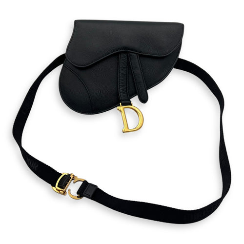 Christian Dior Saddle Belt Bag Black in Calfskin, Gold hardware_12