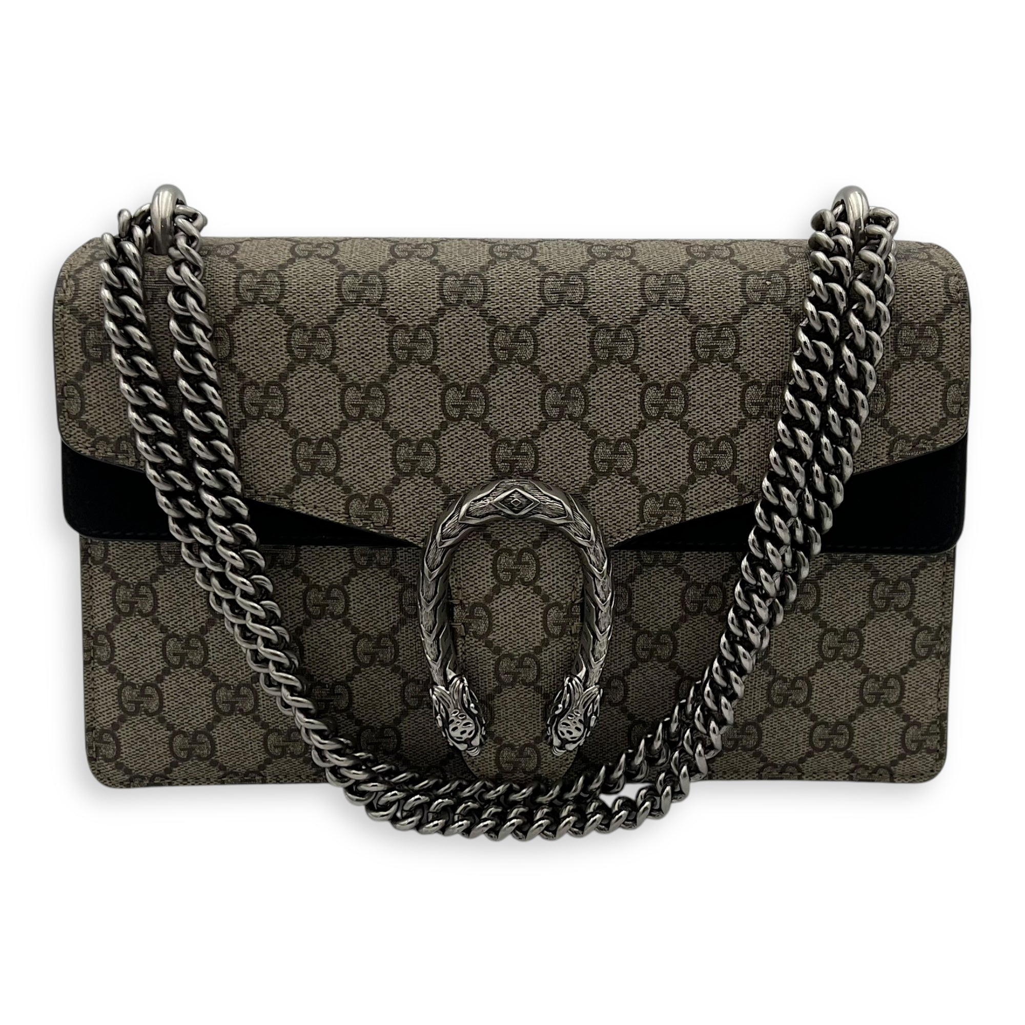 Gucci Dionysus Shoulder Bag Beige in Coated Canvas, Silver hardware_11