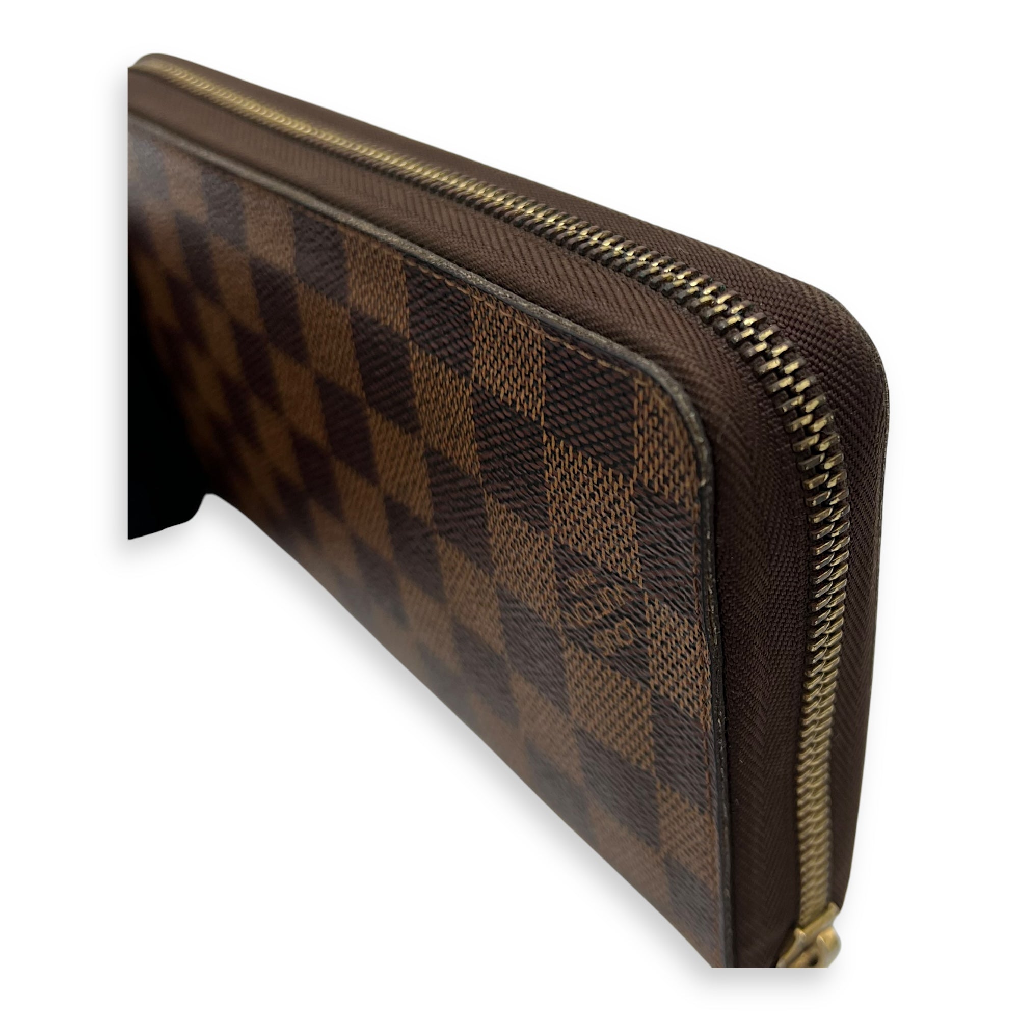 Louis Vuitton Zippy Organiser Damier Ebene Wallet in Coated Canvas, Gold hardware_10