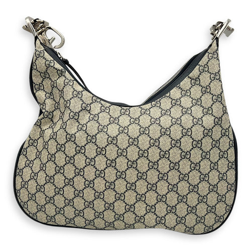 Gucci Attache Shoulder Bag Blue in Coated Canvas, Silver hardware_12