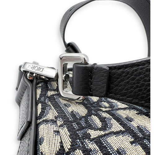 Christian Dior Saddle Soft Bag Blue Crossbody Bag in Jacquard, Silver hardware_12