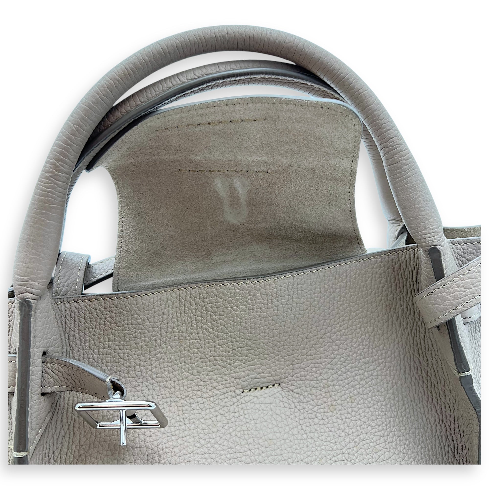 Celine Big Top Handle Bag Grey in Calfskin, Silver hardware_13