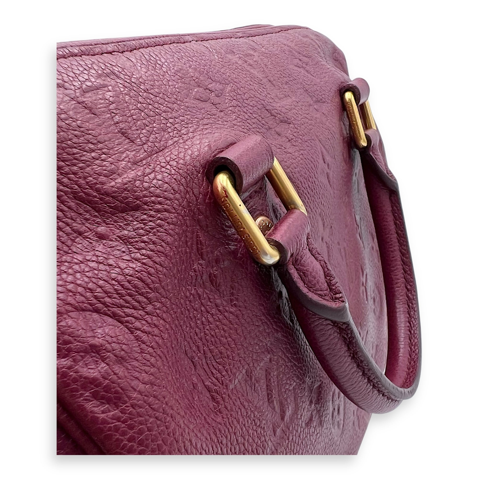 Louis Vuitton Speedy Top Handle Bag Purple in Empreinte Leather, Gold hardware_12