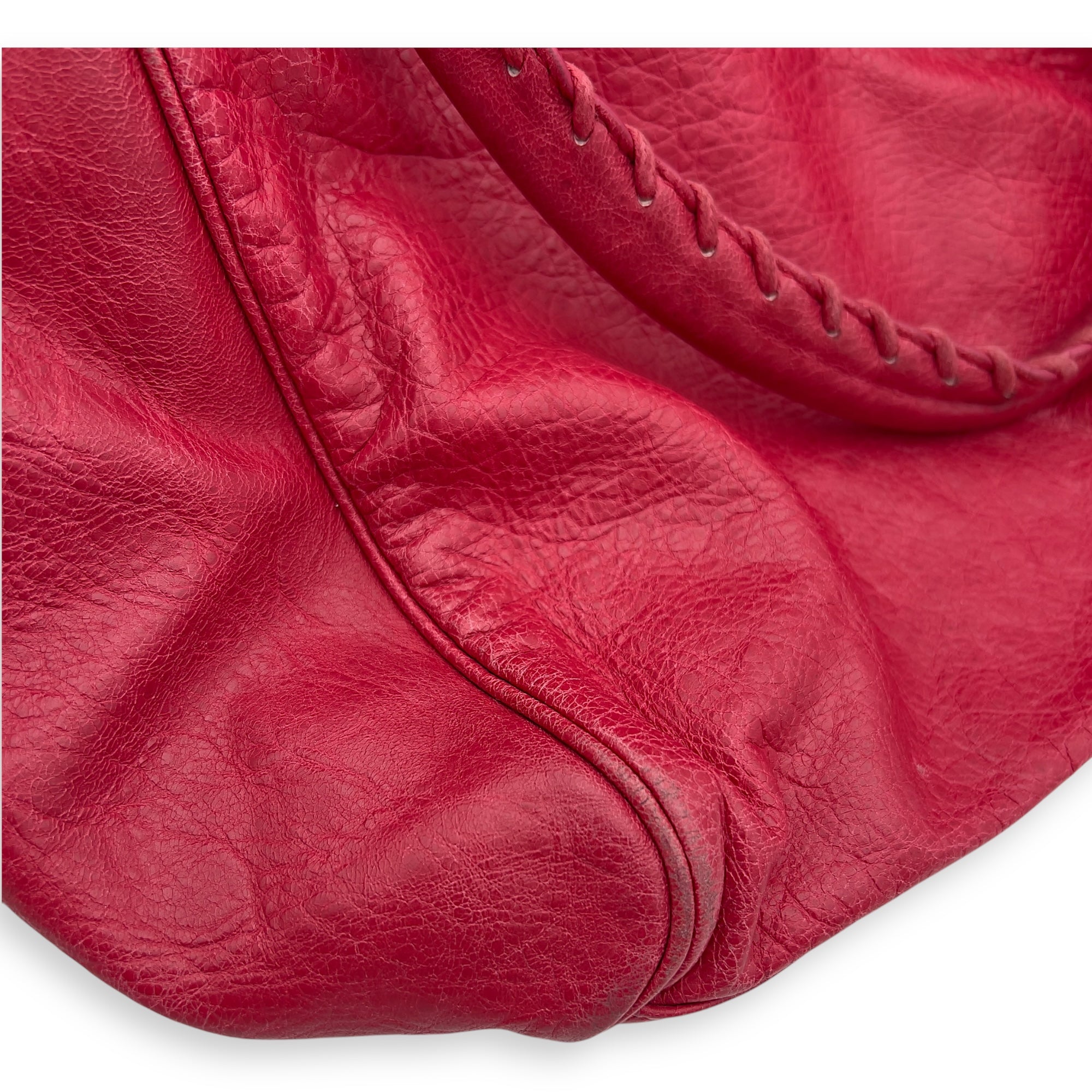 Balenciaga Sunday Red Top Handle Bag in Distressed Leather, Gunmetal hardware_10