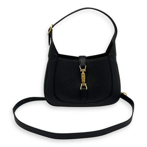 Gucci Jackie 1961 Shoulder Bag Black in Calfskin, Gold hardware_12