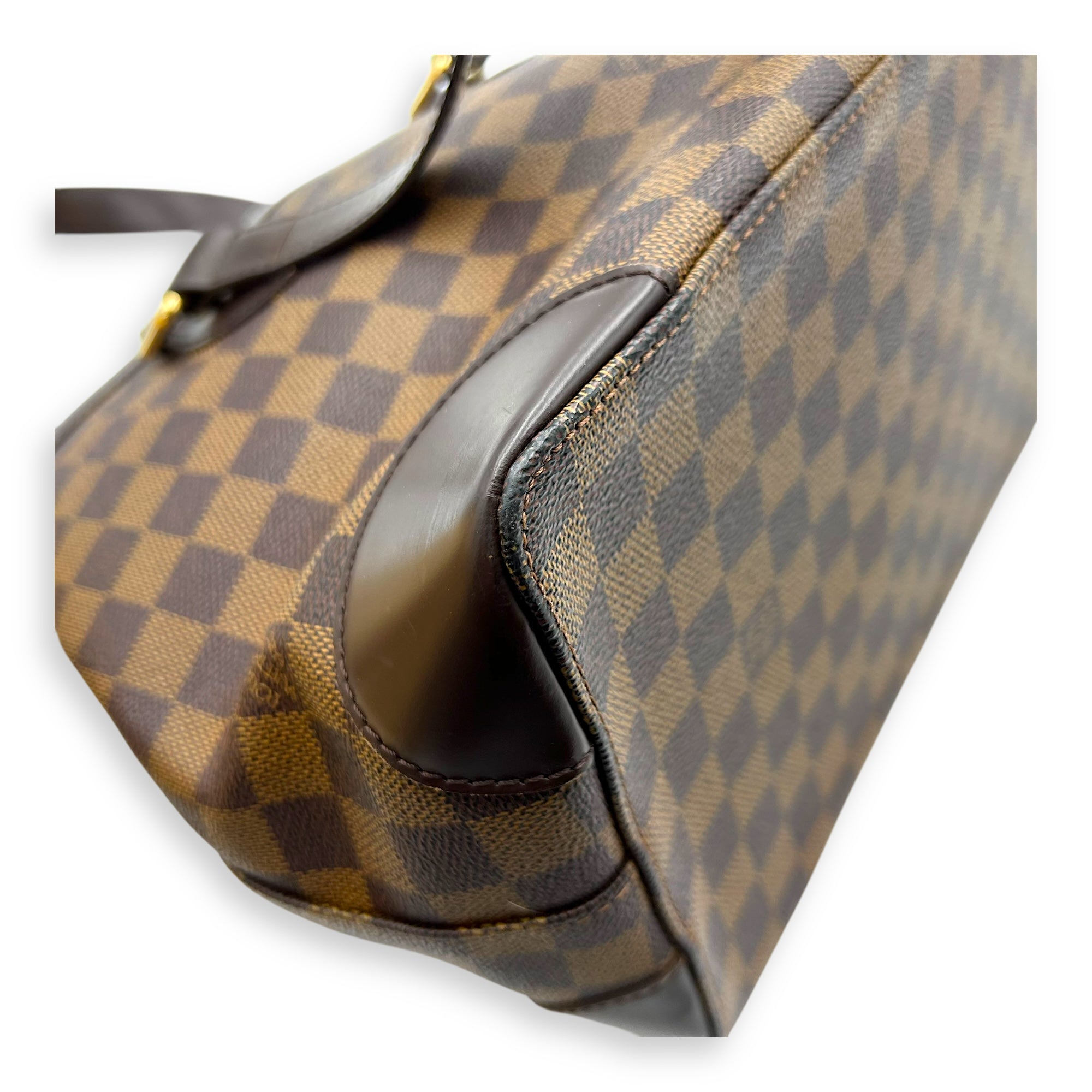 Louis Vuitton Hampstead Top Handle Bag PM Brown in Coated Canvas, Gold hardware_12