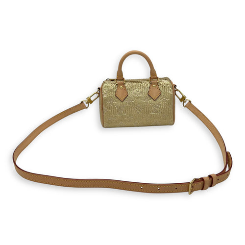 Louis Vuitton Speedy Nano Gold Top Handle Bag in Coated Canvas, Gold hardware_12