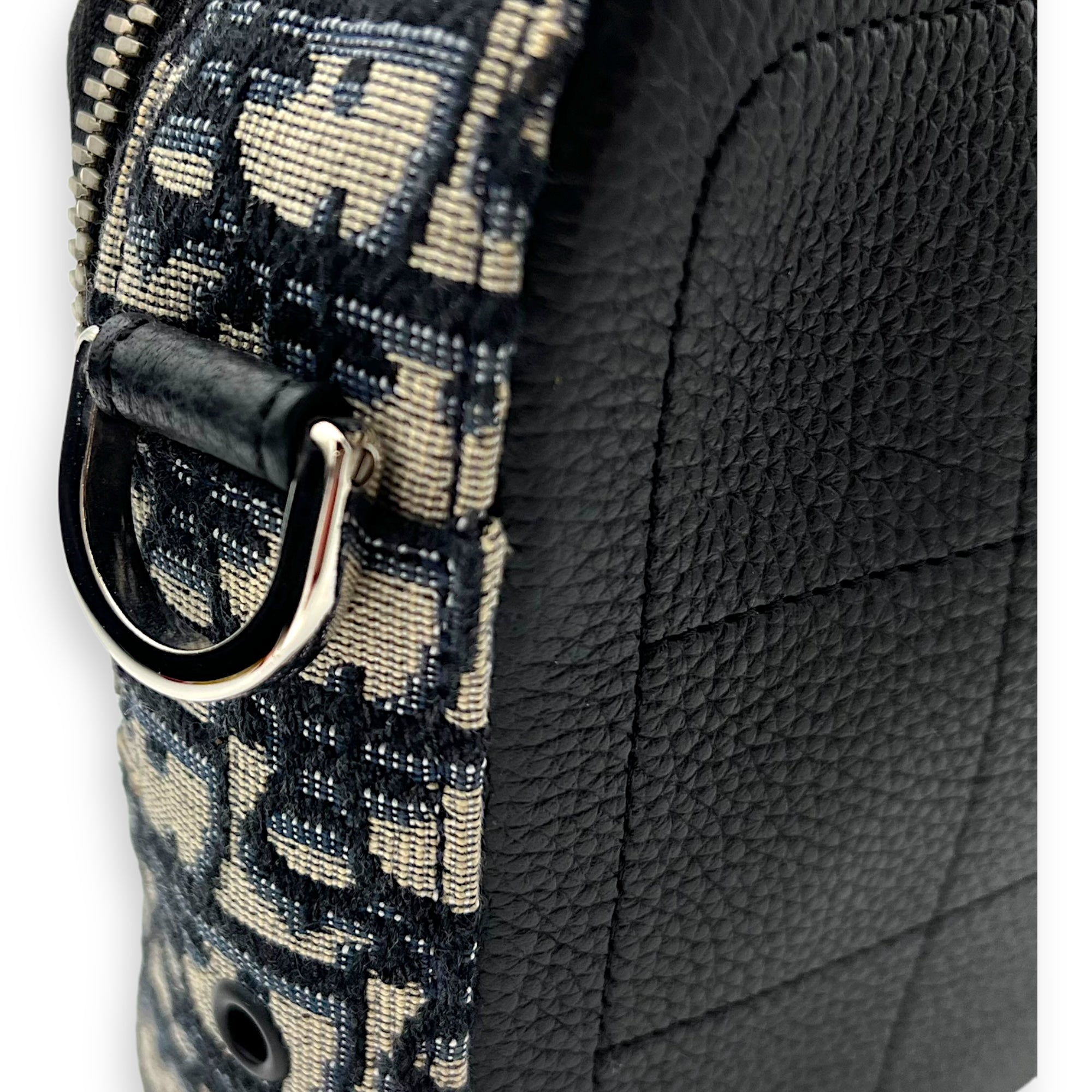 Christian Dior Safari Crossbody Bag Blue in Jacquard, Silver hardware_13