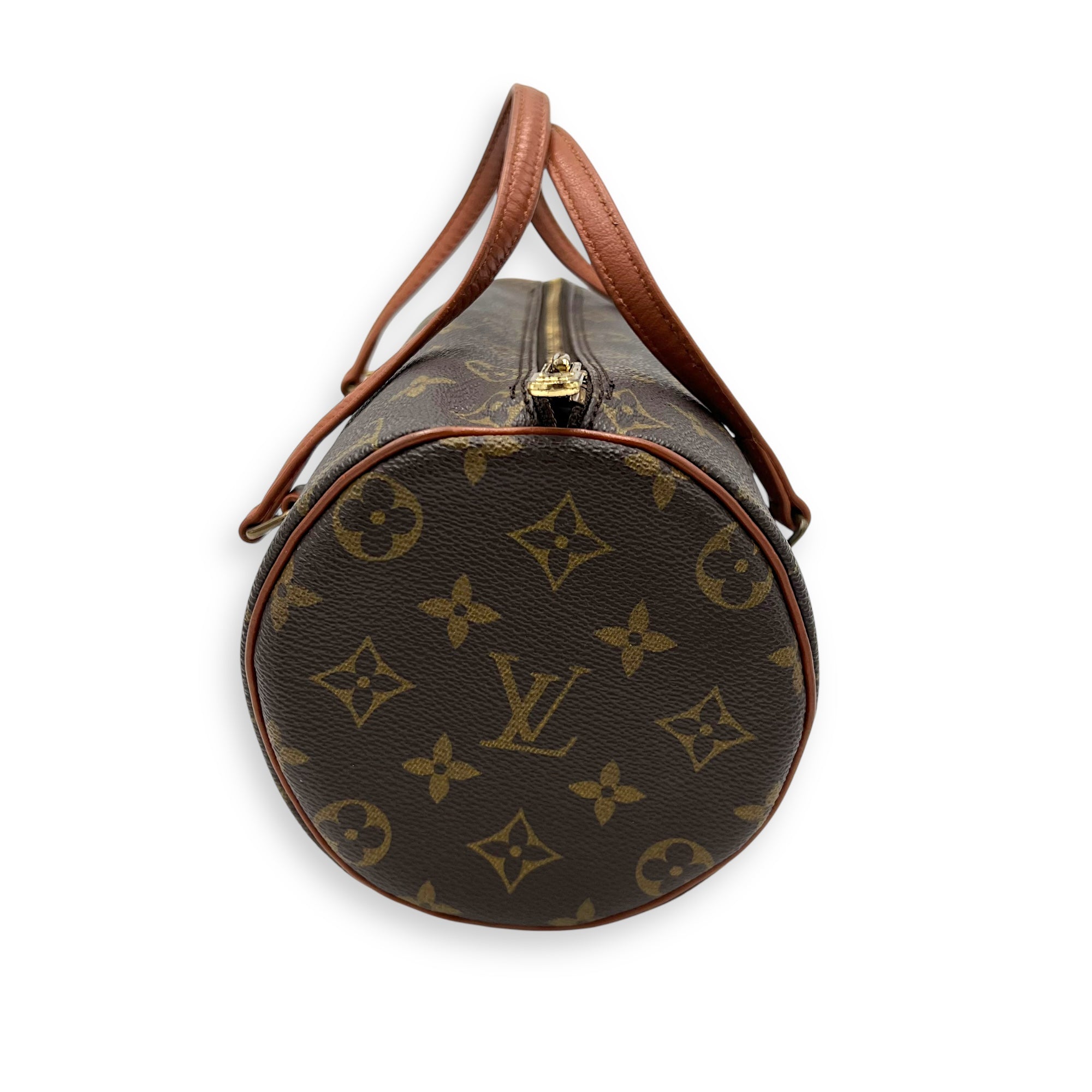 Louis Vuitton Papillon Top Handle Bag Brown in Monogram Coated Canvas, Gold hardware_4