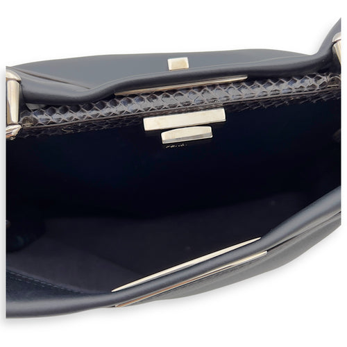 Fendi Peekaboo Top Handle Bag Blue in Calfskin, Silver hardware_10