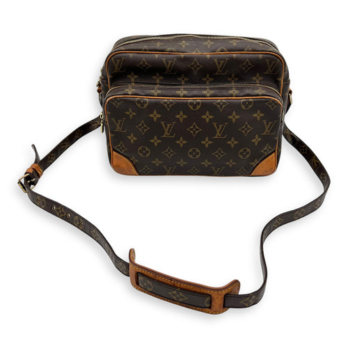 Louis Vuitton Nile Crossbody Bag Brown in Monogram Coated Canvas, Gold hardware_13