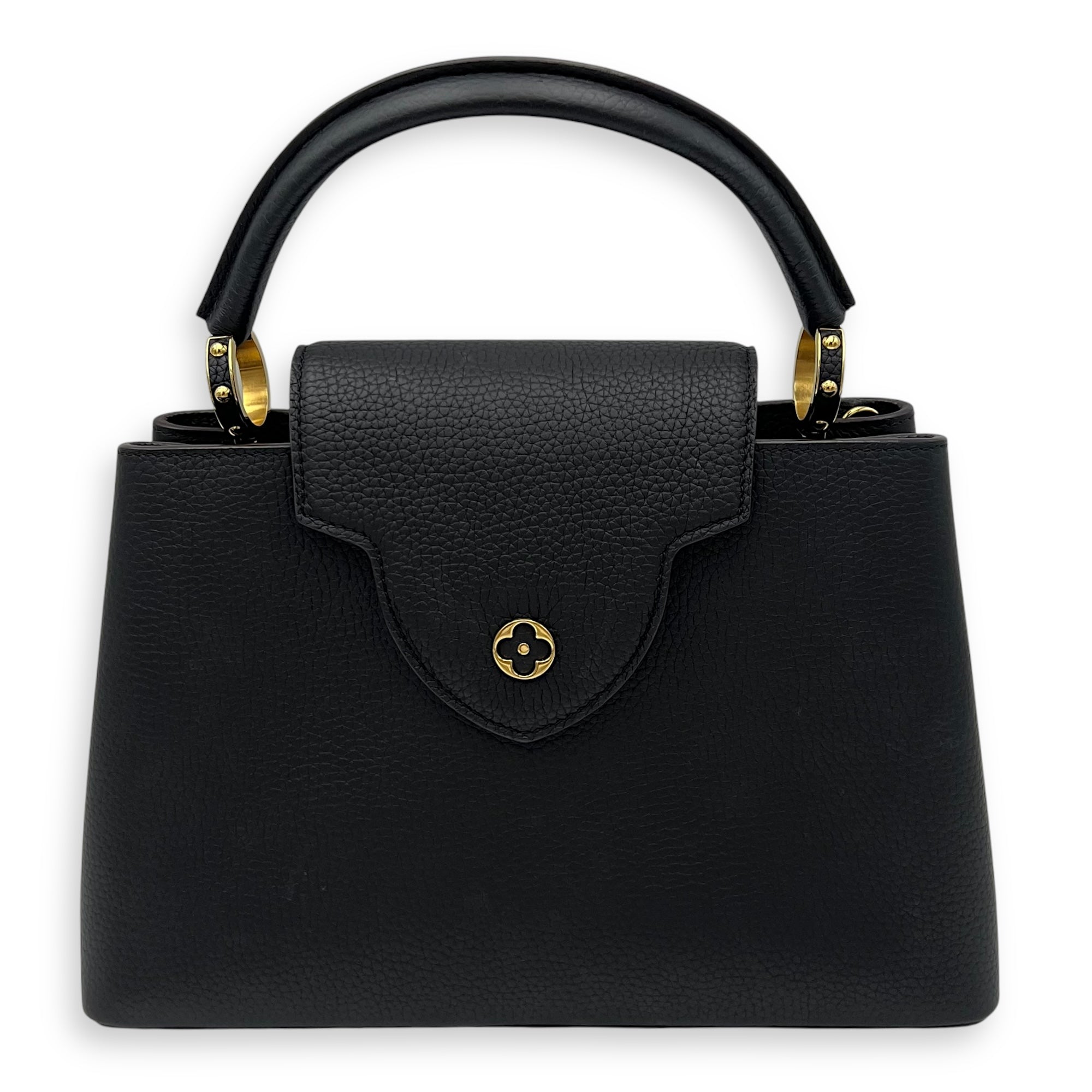 Louis Vuitton Capucines Top Handle Bag MM Black in Taurillon Leather, Gold hardware_2