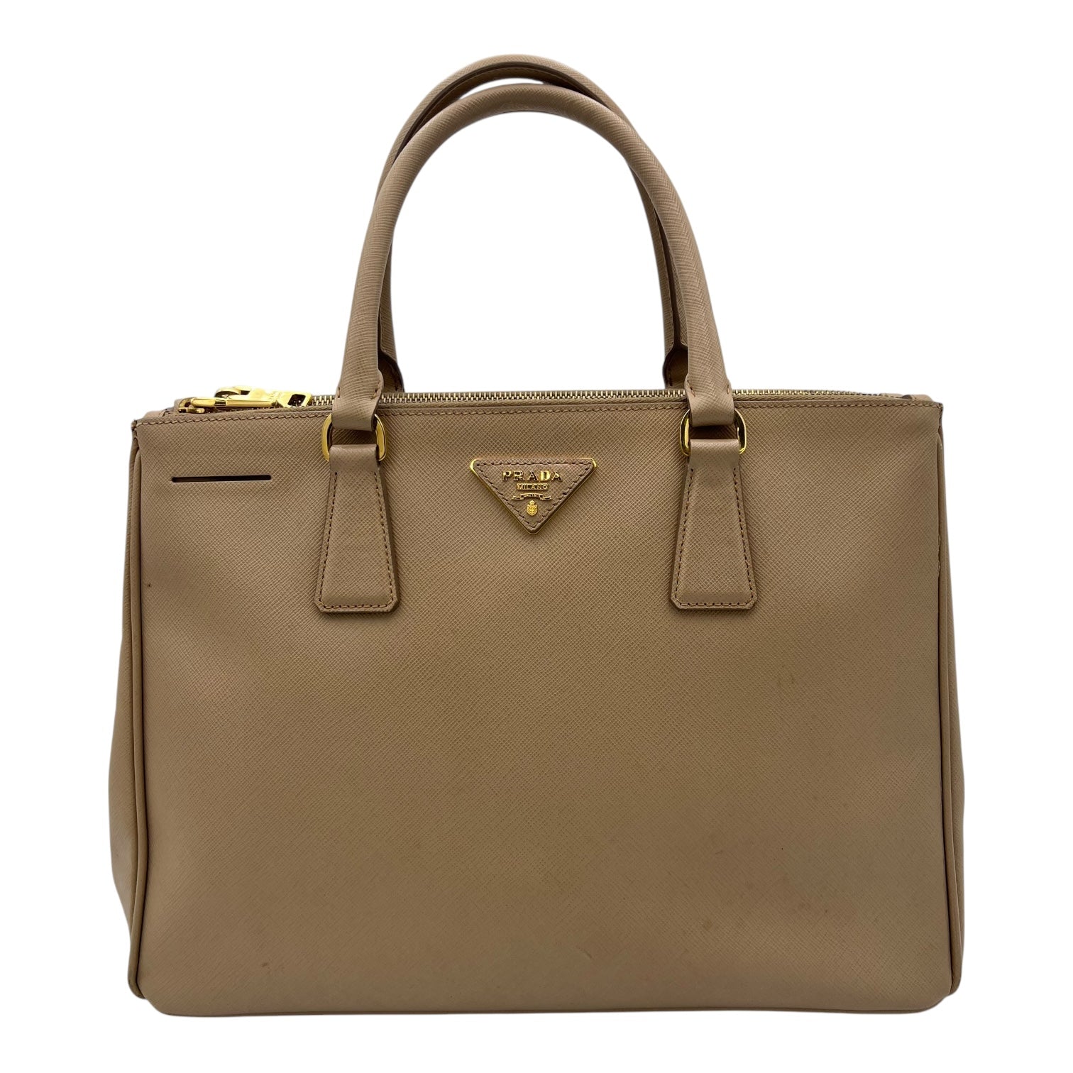 Prada Galleria Top Handle Bag Beige in Saffiano Leather, Gold hardware_1