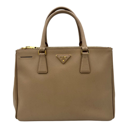 Prada Galleria Top Handle Bag Beige in Saffiano Leather, Gold hardware_1