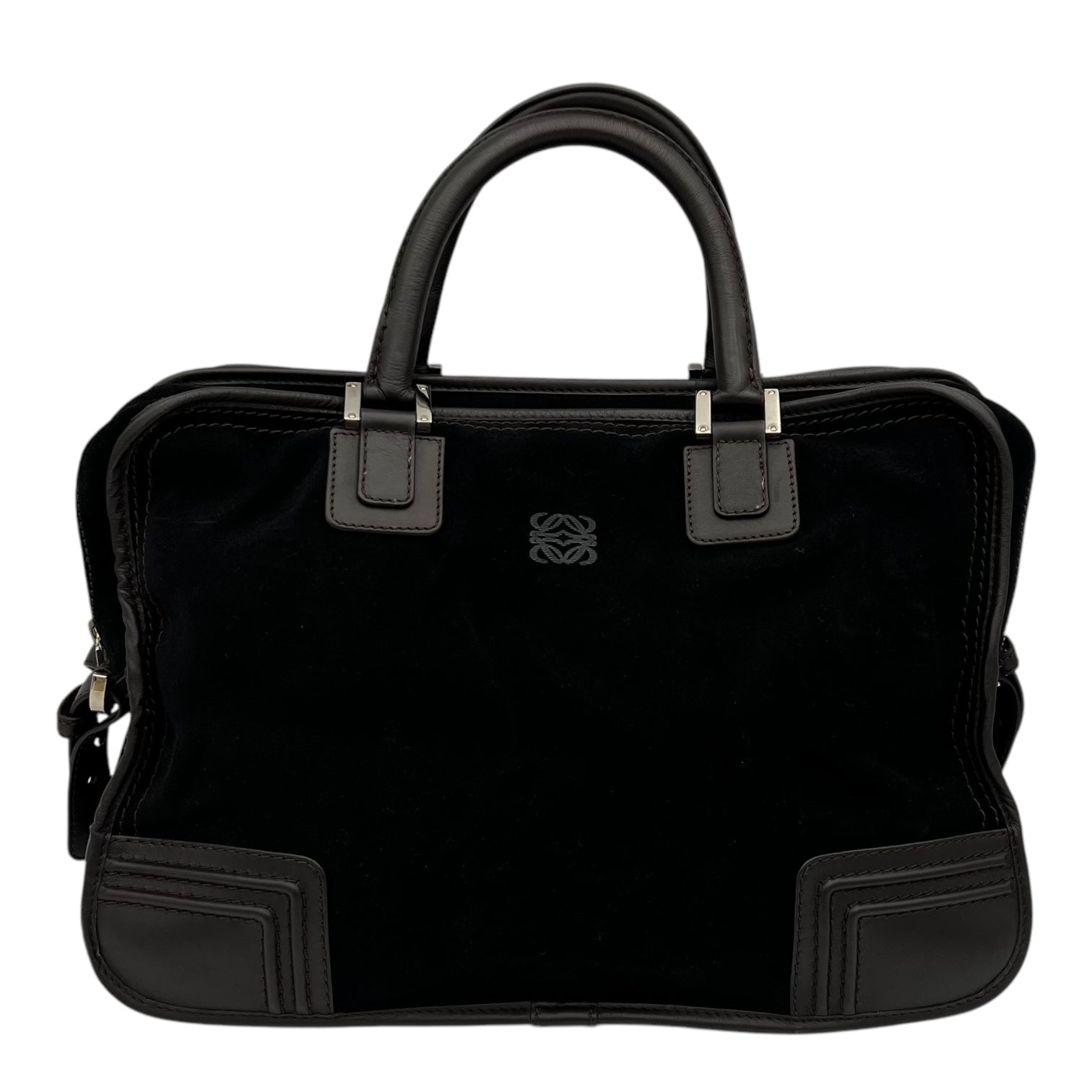 Loewe Amazona Top Handle Bag Black in Epsom, Silver hardware_1