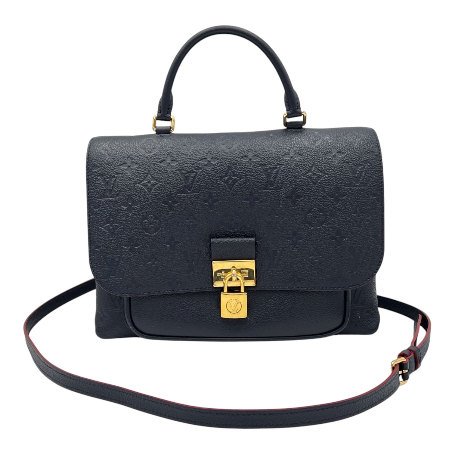 Louis Vuitton Marignan Top Handle Bag Blue in Empreinte Leather, Gold hardware_12