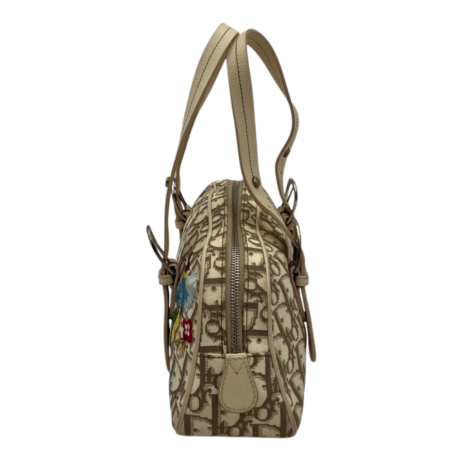 Christian Dior Trotteur Top Handle Bag Beige in Coated Canvas, Silver hardware_3