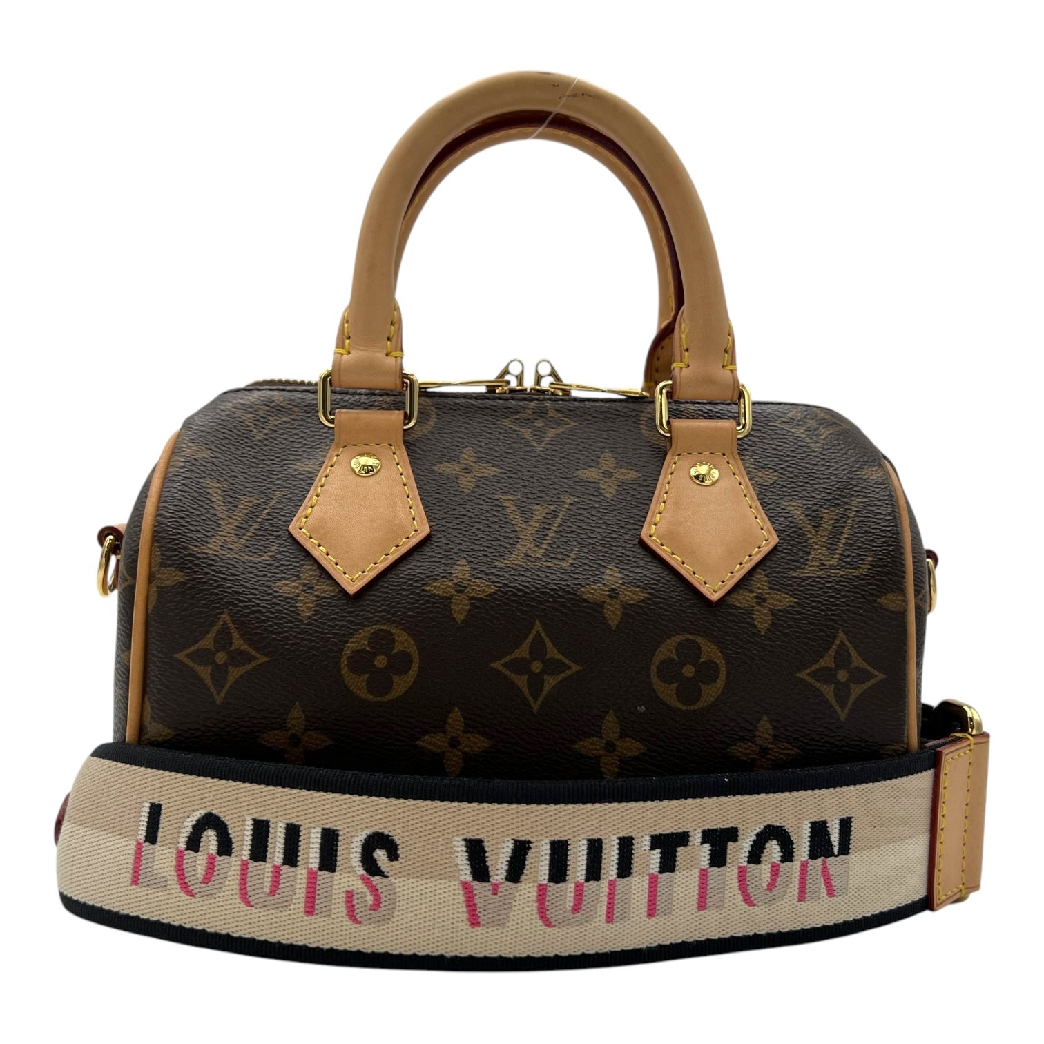 Louis Vuitton Speedy Top Handle Bag 20 Brown in Monogram Coated Canvas, Gold hardware_12