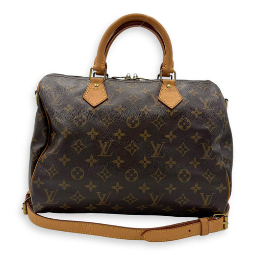 Louis Vuitton Speedy Bandouliere Top Handle Bag 30 Brown in Monogram Coated Canvas, Gold hardware_12