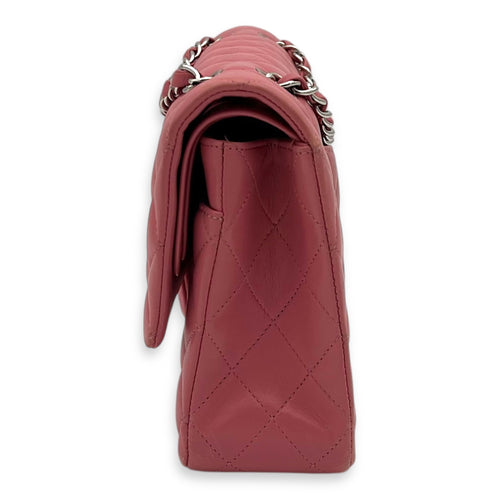 Chanel Classic Medium Pink Shoulder Bag in Lambskin, Silver hardware_4