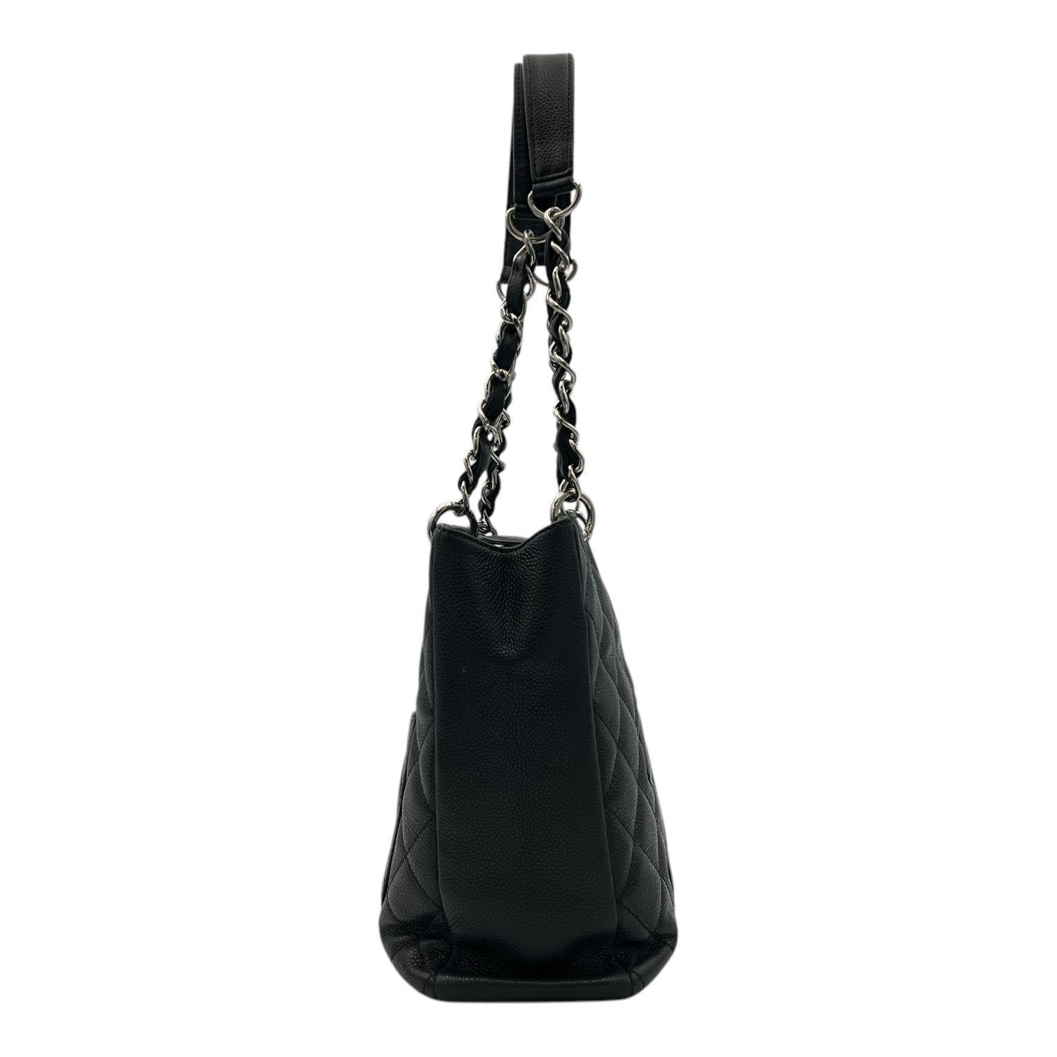 Chanel PST Tote Bag Black in Caviar Leather, Silver hardware_4