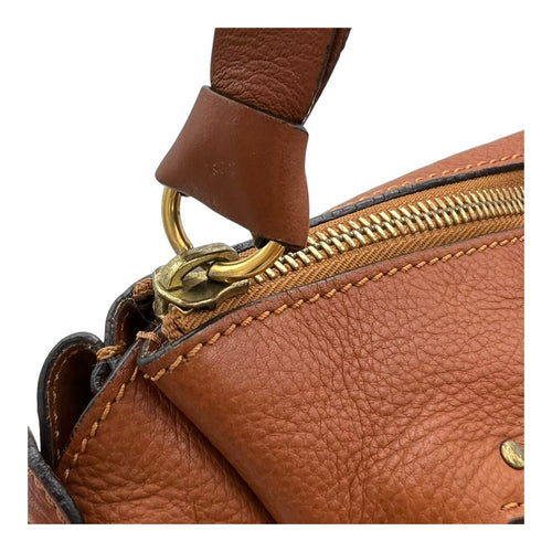 Chloé Marcie Large Brown Top Handle Bag in Calfskin, Gold hardware_12