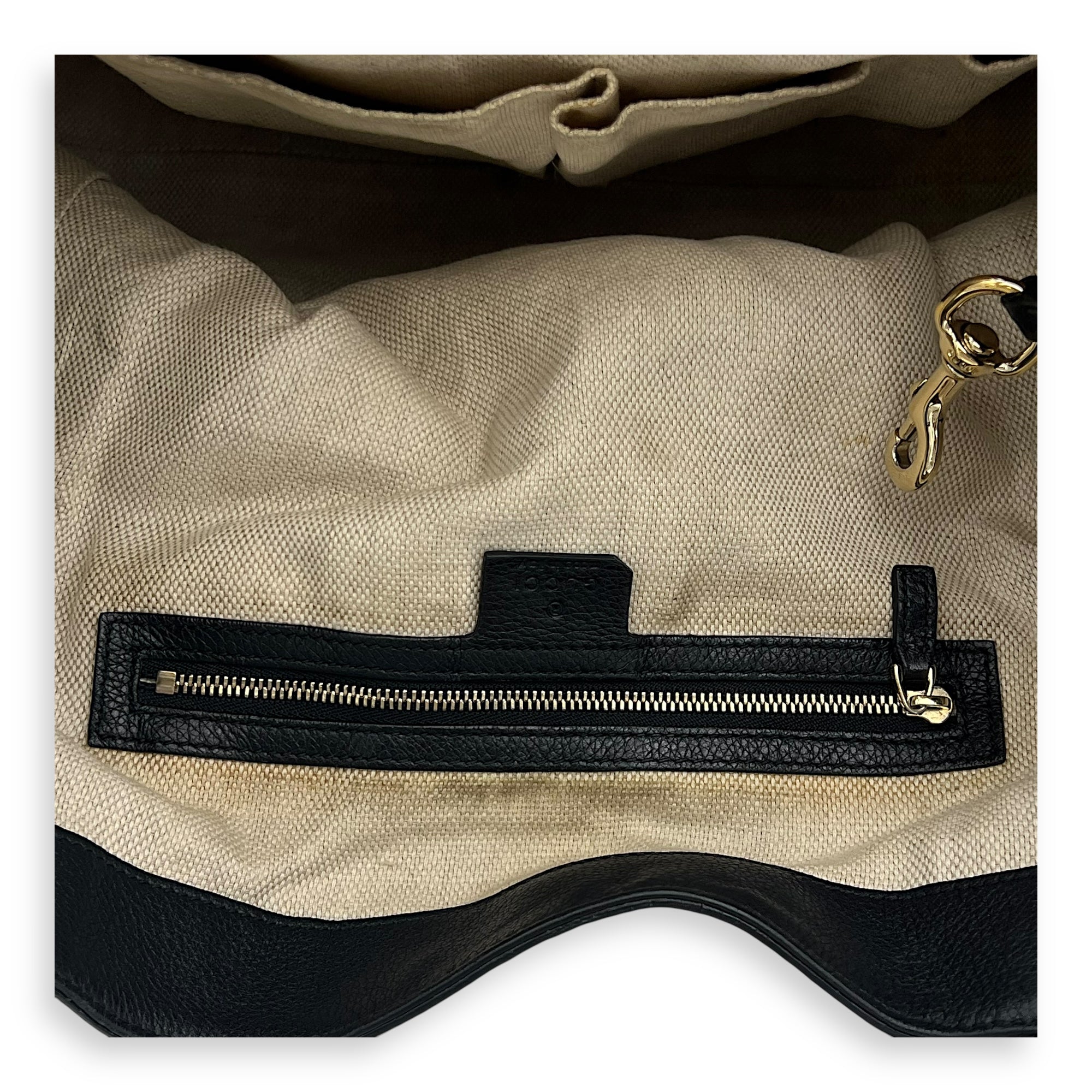 Gucci Soho Tote Bag Black in Calfskin, Gold hardware_8