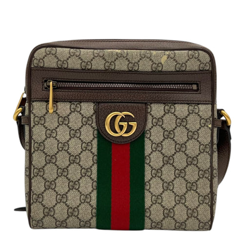 Gucci Ophidia Crossbody Bag Brown in Monogram Coated Canvas, Gold hardware_1