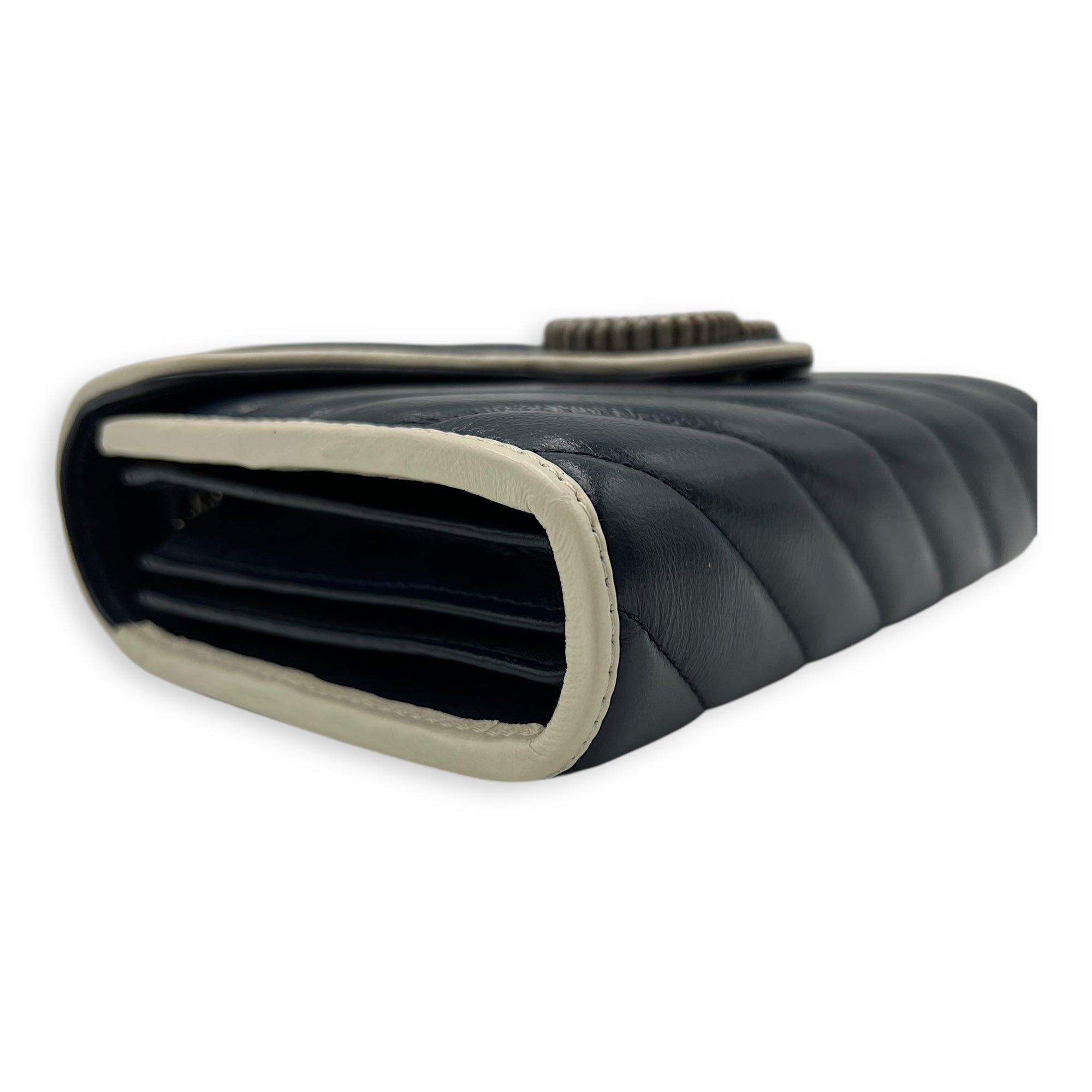 Gucci GG Marmont Wallet On Chain Blue in Calfskin, Ruthenium hardware_8