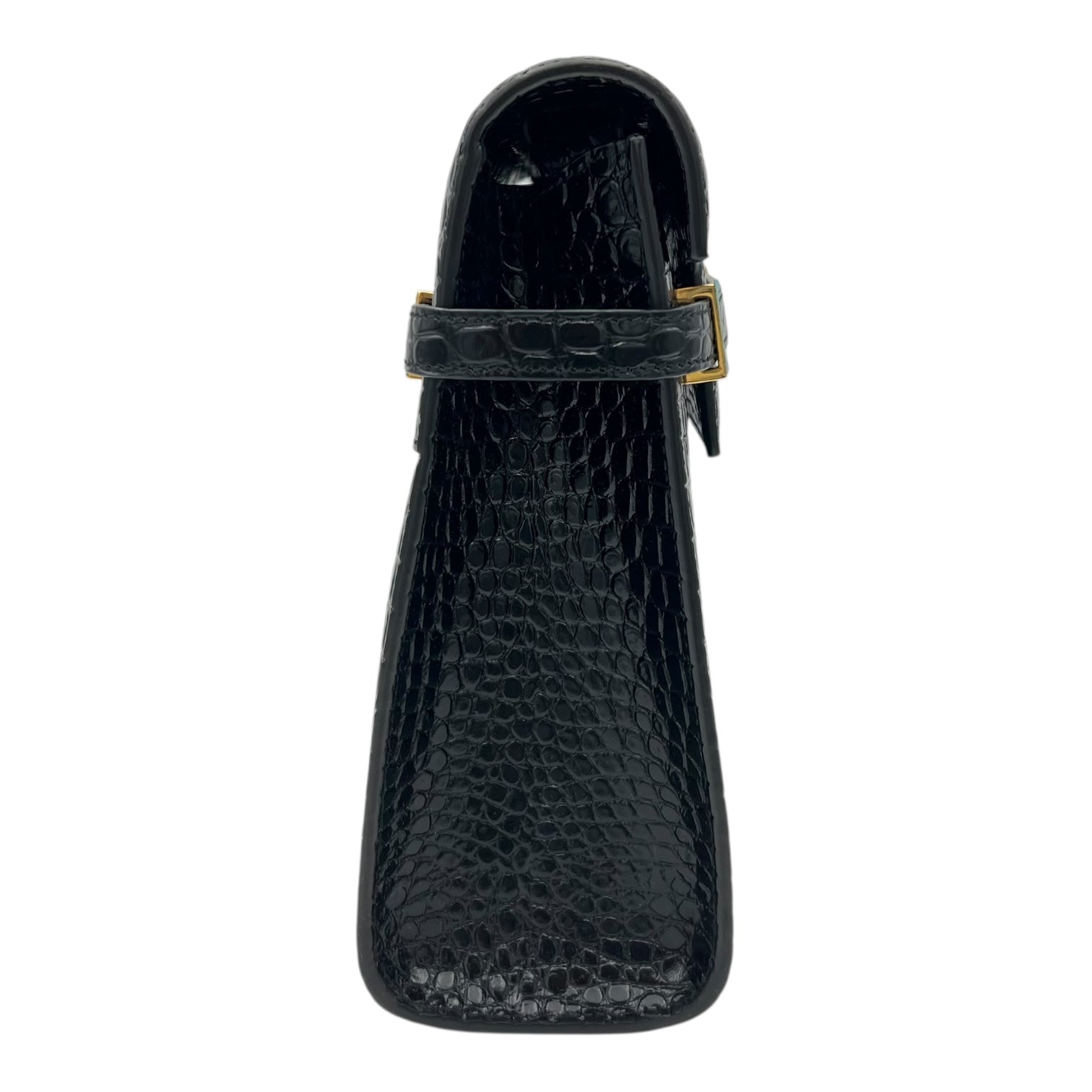 Saint Laurent Manhattan Shoulder Bag Black in Crocodile Embossed Calfskin, Gold hardware_3
